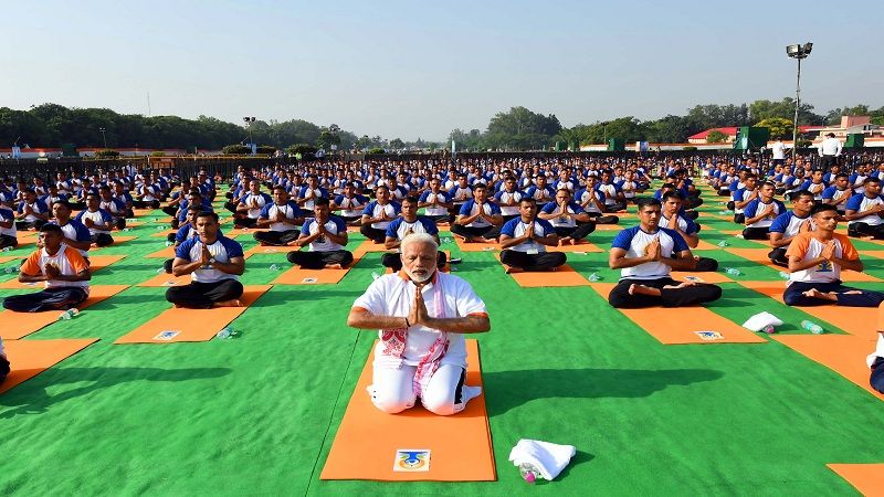 PM Narendra Modi performed yoga with over 50,000 enthusiasts