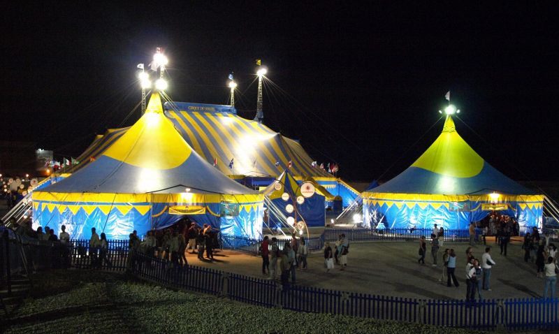 Cirque du Soleil artists perform under the newest version of its famous Big Top Tent