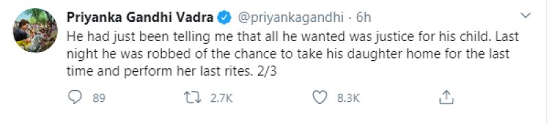 Priyanka Gandhi tweet