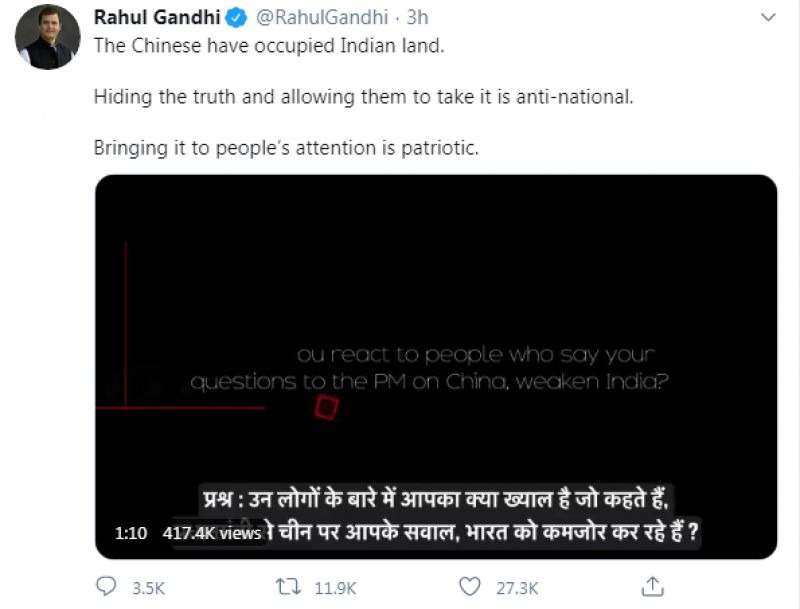 Rahul Gandhi tweet