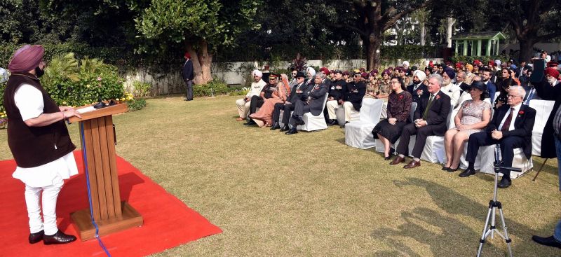 Captain Amarinder Singh, addressing the gathering at Remembrance Day ceremony held to commemorate the memory of World War I soldiers 