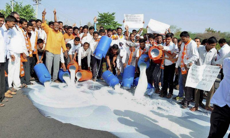 Farmers dumped vegetables, milk on roads