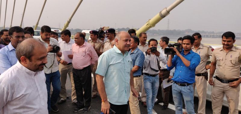 Manish Sisodia inspecting the infrastructure project