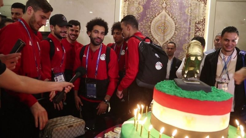 Mohamed Salah celebrated his 26th birthday with a Chechen cake