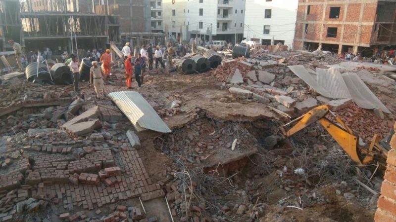 Under-construction building collapses at Peer Muchalla