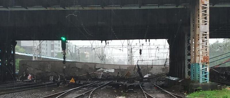 Train services here came to a halt after a part of a FOB collapsed