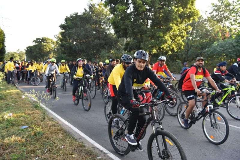 Participants during the Cyclothon event in Chandigarh