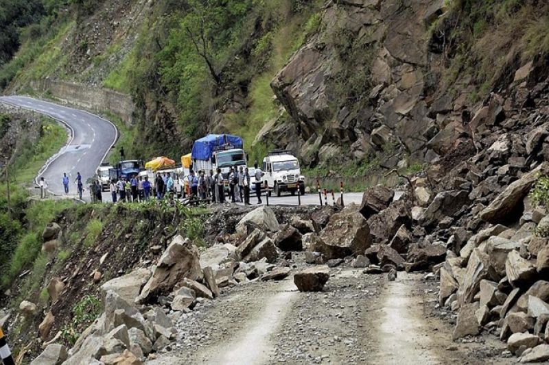 Landslide, road blocked