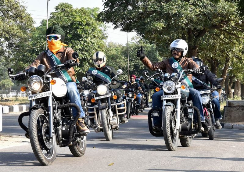 Bike riders during the Bravehearts Ride in Chandigarh
