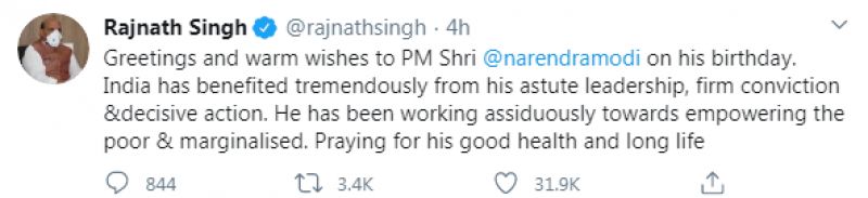 Rajnath Singh tweet