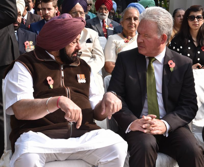 Punjab Chief Minister Captain Amarinder Singh with the British Deputy High Commissioner Andrew Ayre