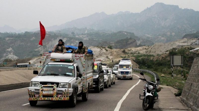 The pilgrims left in a convoy of 81 vehicles under tight security