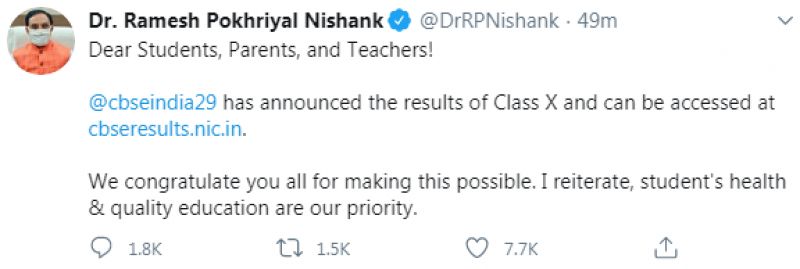 Ramesh Pokhriyal Nishank tweet