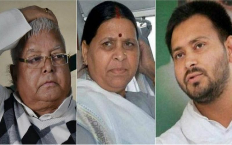 Lalu Prasad, his wife Rabri Devi and son Tejashwi Yadav