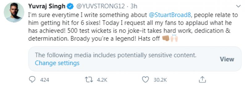 Yuvraj Singh tweet