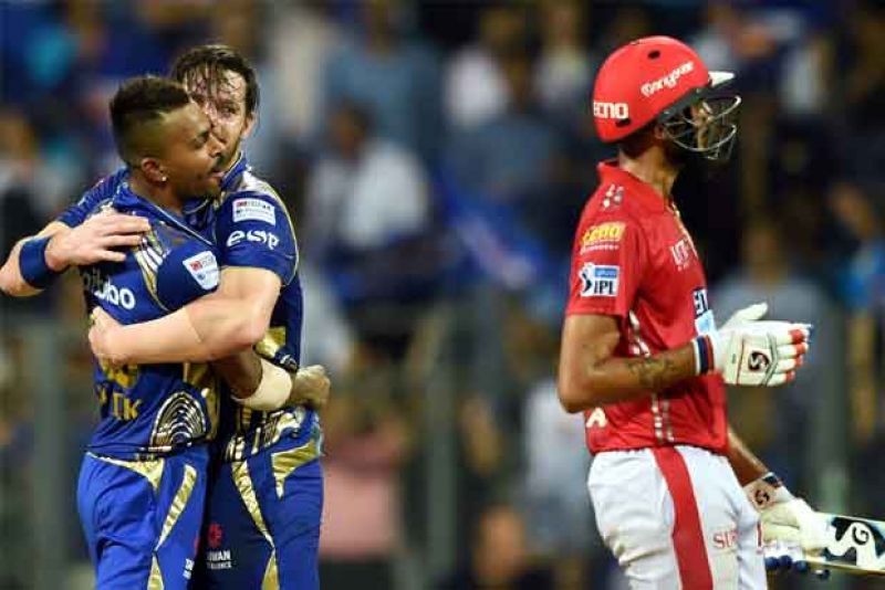 MI players celebrates after winning the match against Kings XI Punjab