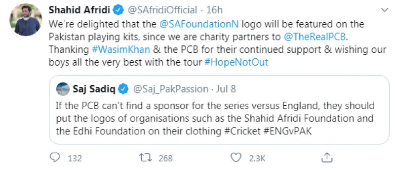 Shahid Afridi tweet