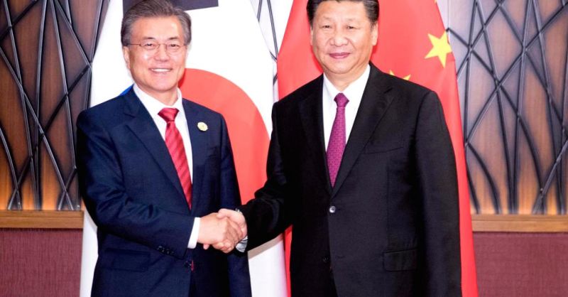 Chinese President Xi Jinping and South Korea's Moon Jae-in