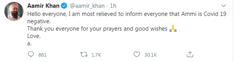 Aamir Khan tweet