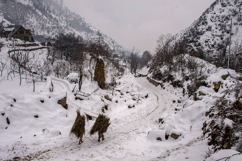 snowfall and rains lashed the area