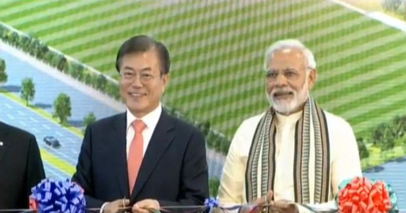 Moon had jointly inaugurated the world's largest mobile phone factory in Noida 
