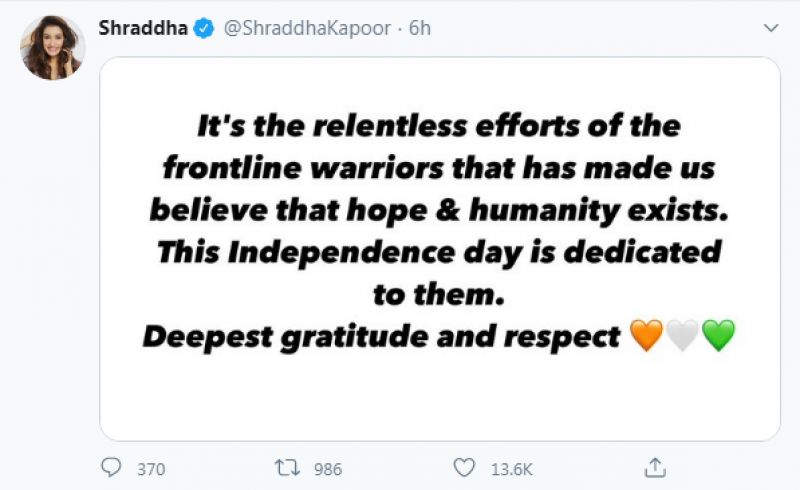 Shraddha Kapoor tweet