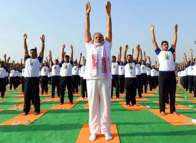 Prime Minister Narendra Modi performed Yoga with over 50,000 enthusiasts