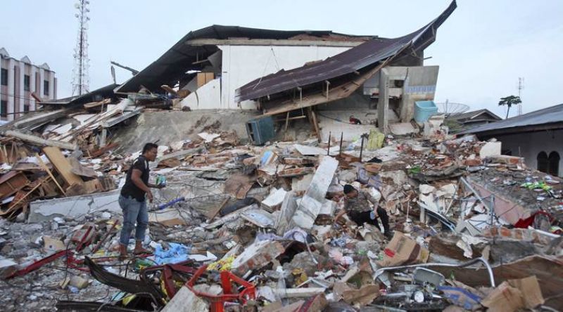 Buildings collapsed in the earthquake