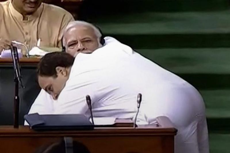 Modi mocked Congress president for hugging him in Parliament