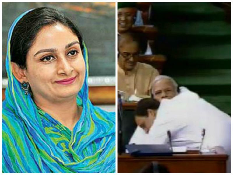 Harsimrat Kaur stood up and took objection to Gandhi's hug