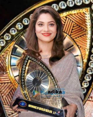 Morphed Picture of Ankita Lokhande holding Bigg Boss trophy, shared by a fanpage.