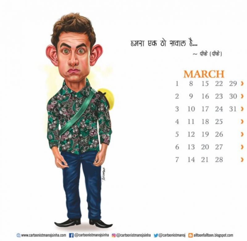 Cartoonist captures Aamir Khan’s memorable characters in a calendar