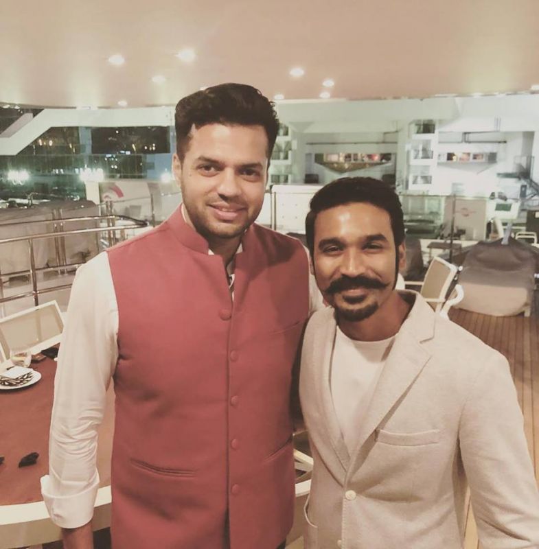 Extraordinary Journey of a Fakir; Gulzar Inder Chahal with the lead actor Dhanush at the launch party

