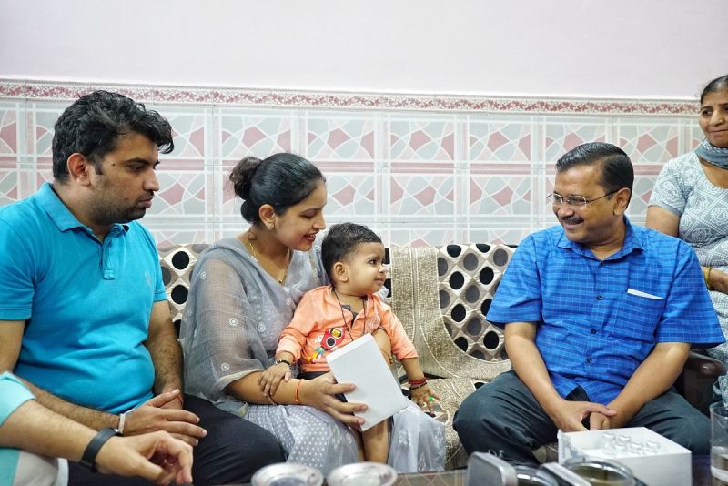 Delhi CM Arvind Kejriwal Meets 18 Month Old Innocent Suffering from Serious Genetic Disease
