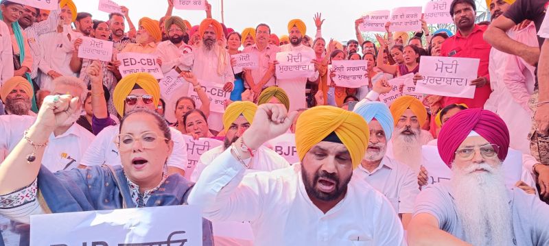 Punjab's AAP Ministers, MLAs & Workers Staged Protest against Sanjay Singh's Arrest