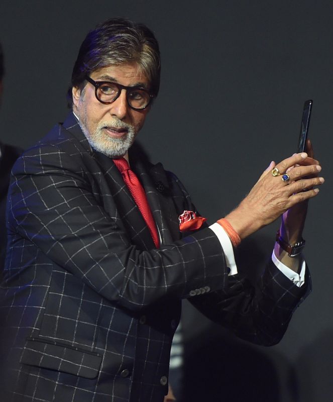 Bolywood Actor Amitabh Bachchan During a Phone Launch in Mumbai