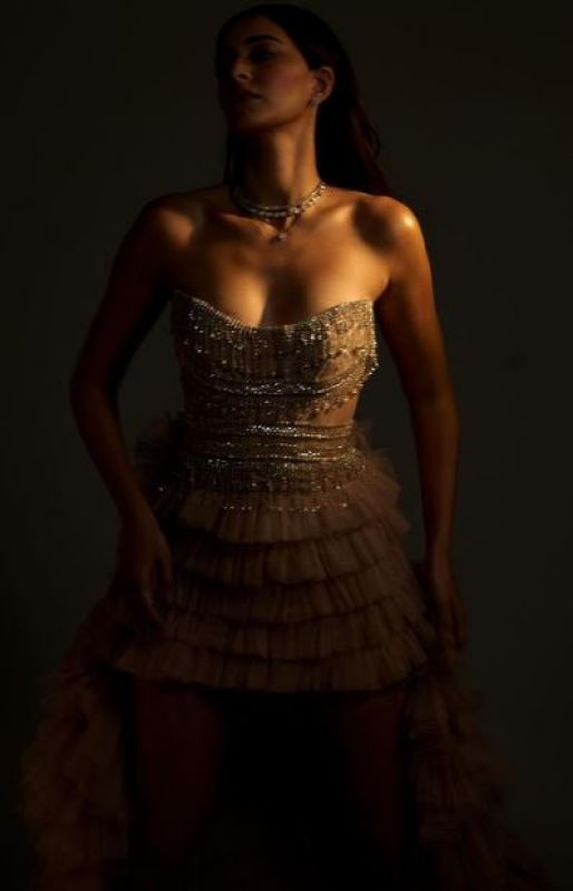Ananya Pandey Stuns in Golden Dress