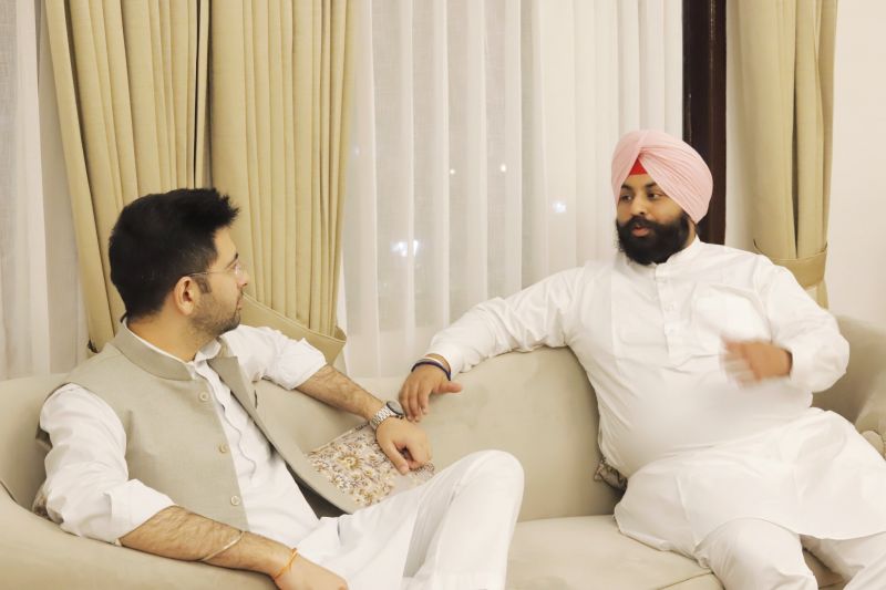 AAP Leader Raghav Chadha Meets Education Minister Harjot Singh Bains to Inquire About His Health