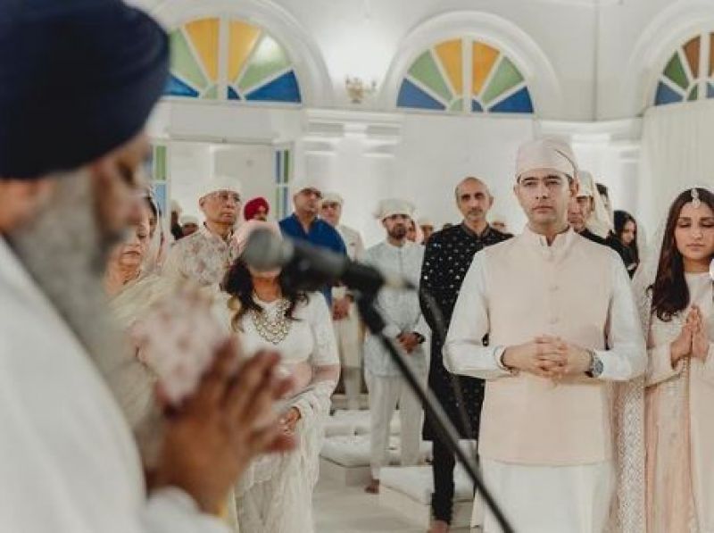 Parineeti Chopra, Raghav Chaddha Seek the Blessings at the Gurudwara on their Engagement ceremony, Akal Takht Sahib Jathedar  Giani Harpreet Singh also attended the ceremony and blessed the couple 

