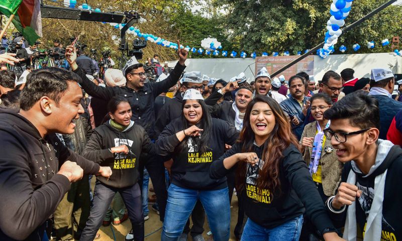 Celebration of Arvind Kejriwal's victory