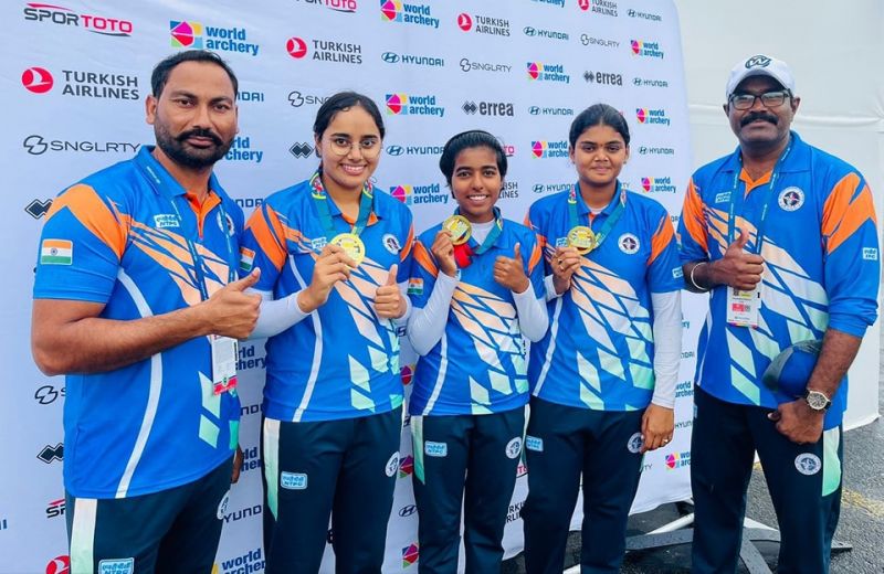 Indian Women's Compound Team Clinches Gold at Archery World Cup in Paris, Triumphs Over Mexico in Finals; Parneet Kaur, from Mandhali Village, Plays Key Role
