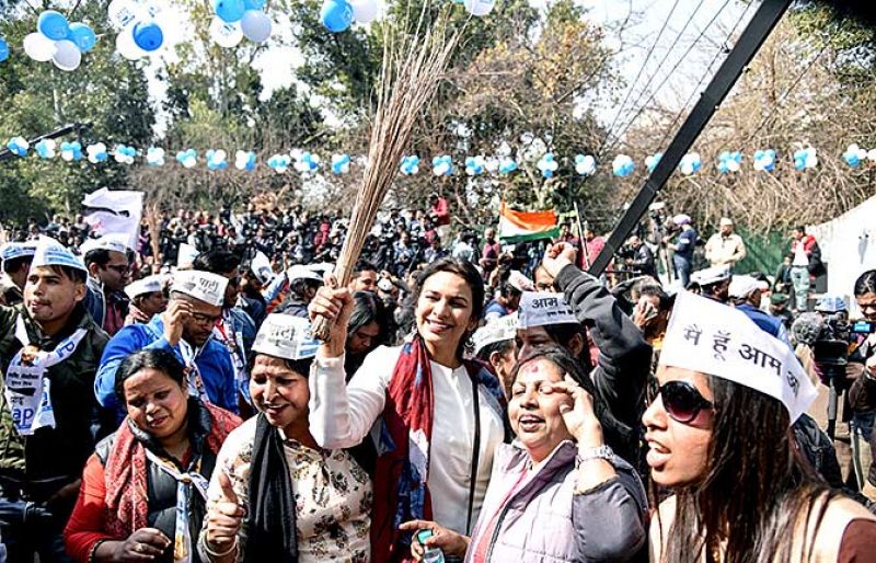 Celebration of Arvind Kejriwal's victory