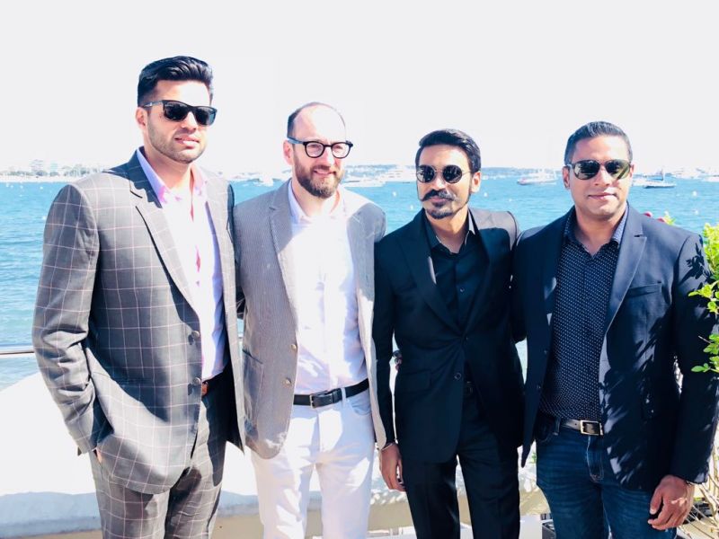 Team of Extraordinary Journey of a Fakir ; Gulzar Inder Chahal (Producer) Ken Scott( Director) Dhanush ( lead actor of Kolaveri de fame)