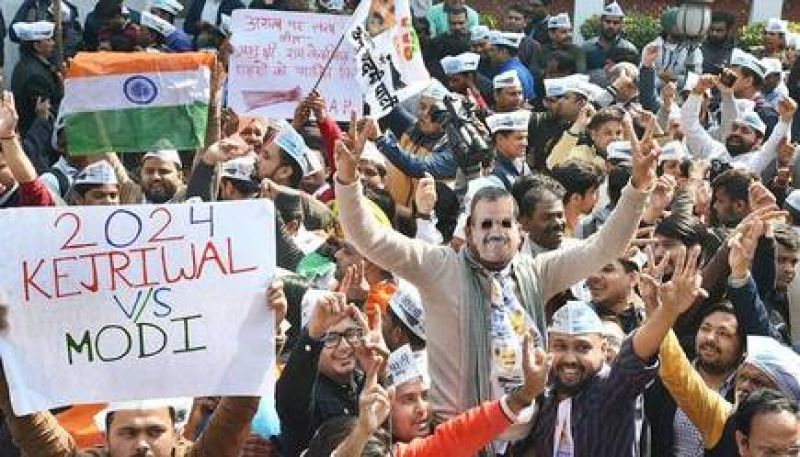 Celebration of Arvind Kejriwal's victory