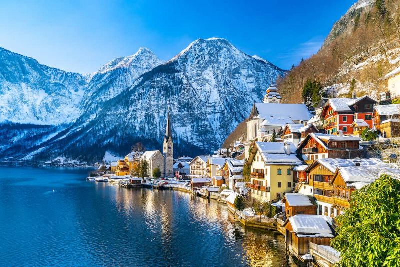 Hallstatt, Austria: This charming Austrian village takes on a fairytale-like ambiance when blanketed in snow. 