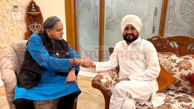 Congress MP Shashi Tharoor Meets former Punjab CM Charanjit Singh Channi at his Residence