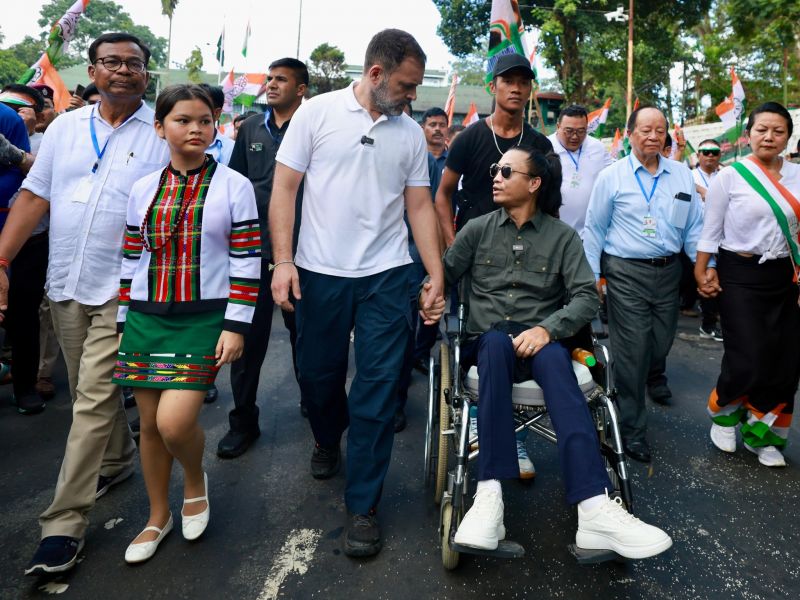 Rahul Gandhi Receives Heartfelt Welcome as he Embarks on a 5 km Padyatra in Mizoram
