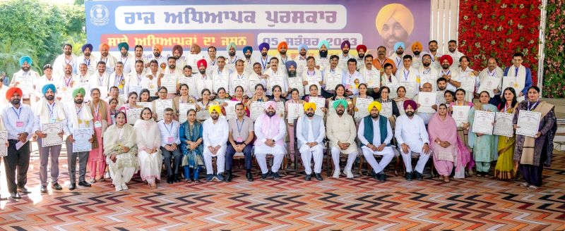 Chief Minister Bhagwant Mann Awarded teachers of Punjab during the state level event at Moga on the special occasion of Teacher's Day
