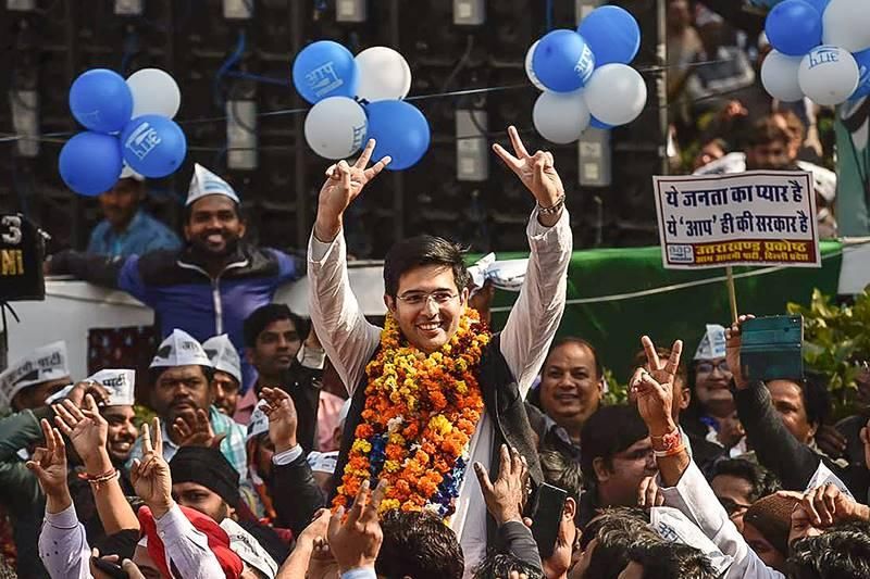 Celebration of Arvind Kejriwal's victory
