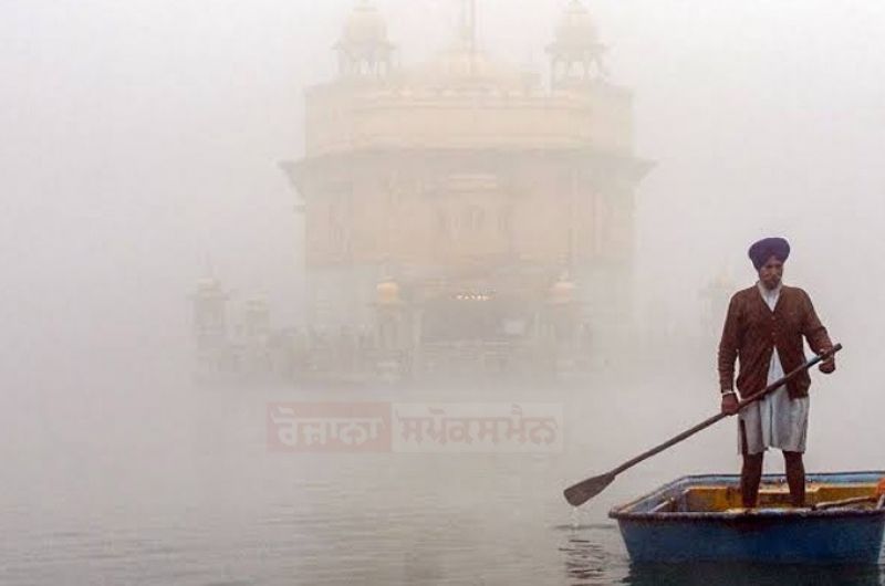 Golden Temple Embraced by Fog Blanket, Unveiling a Serene Spectacle
